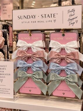 Sunday State Satin Bow Headbands — White, Pink, Light Blue, Sage
